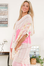 Load image into Gallery viewer, BlueVelvet Mixed Fabric Hooded Poncho Top in Pink Combo ON ORDER Shirts &amp; Tops BlueVelvet   
