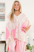 Load image into Gallery viewer, BlueVelvet Mixed Fabric Hooded Poncho Top in Pink Combo ON ORDER Shirts &amp; Tops BlueVelvet   
