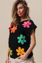 Load image into Gallery viewer, BiBi Crochet Flower Embroidery Sleeveless Top in Black Multi Shirts &amp; Tops BiBi   
