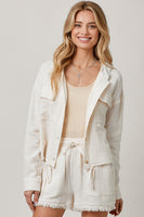 Mystree Double Gauze Jacket with Contrasting Hood in Ivory