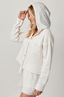 Mystree Double Gauze Jacket with Contrasting Hood in Ivory