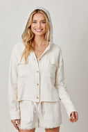 Mystree Double Gauze Jacket with Contrasting Hood in Ivory