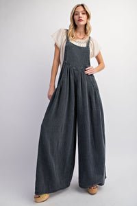 Easel Cotton Gauze Palazzo Jumpsuit in Smoke Jumpsuit Easel   