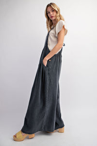 Easel Cotton Gauze Palazzo Jumpsuit in Smoke Jumpsuit Easel   