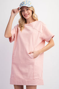 Easel Denim Tunic Dress in Cotton Candy Dresses Easel   