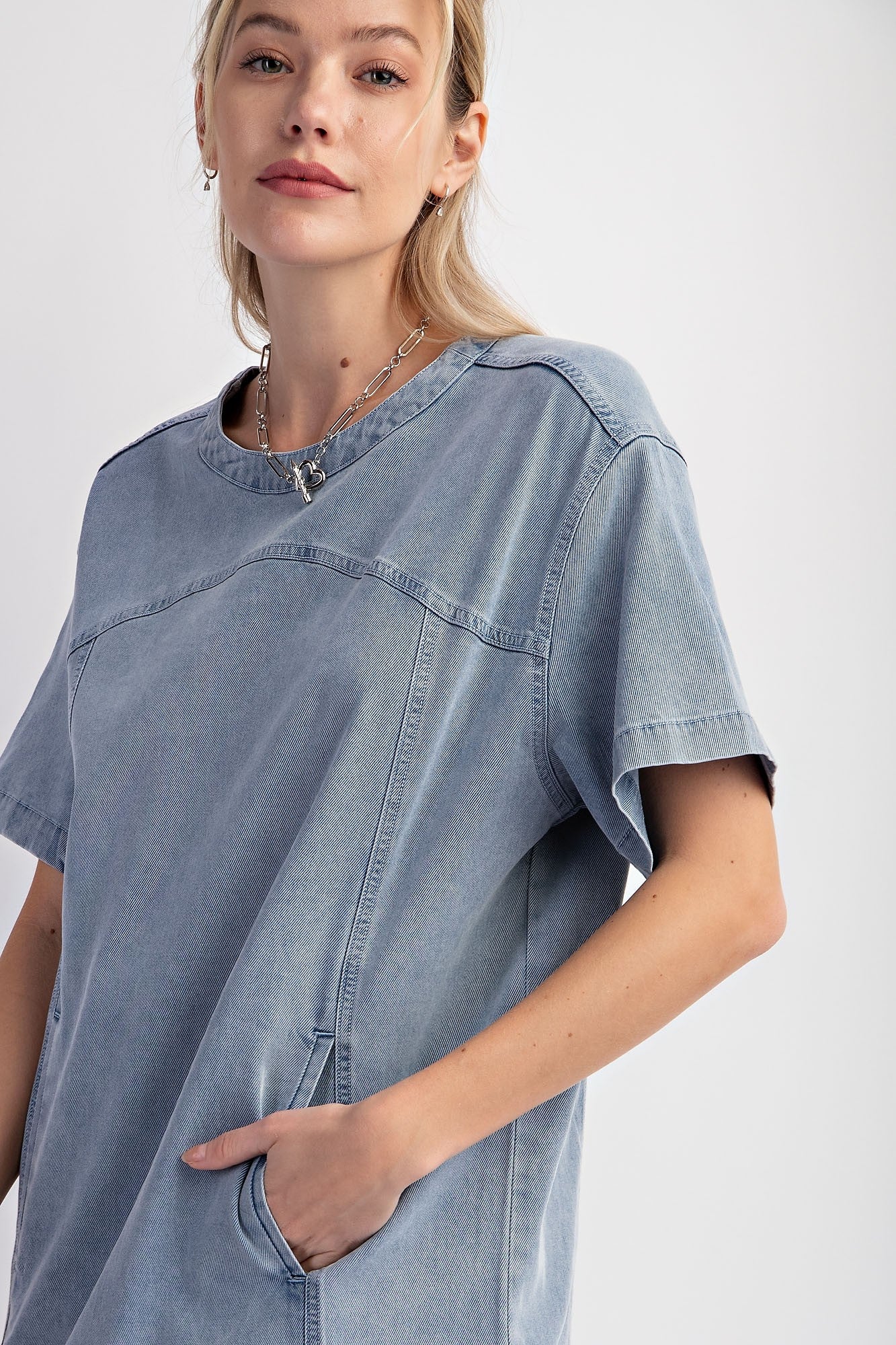 Easel Denim Tunic Dress in Washed Denim – June Adel