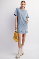 Easel Denim Tunic Dress in Washed Denim Dresses Easel   