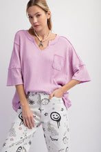 Load image into Gallery viewer, Easel Ribbed Thermal Knit Top in Lilac Pink Shirts &amp; Tops Easel   
