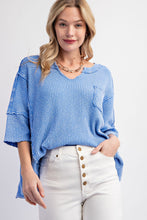 Load image into Gallery viewer, Easel Ribbed Thermal Knit Top in Peri Blue Shirts &amp; Tops Easel   
