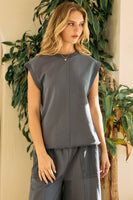 Oddi Solid Color Muscle Top in Charcoal FINAL SALE