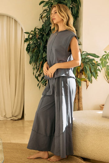 Oddi Solid Color Muscle Top in Charcoal FINAL SALE