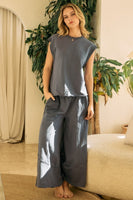 Oddi Solid Color Muscle Top in Charcoal FINAL SALE