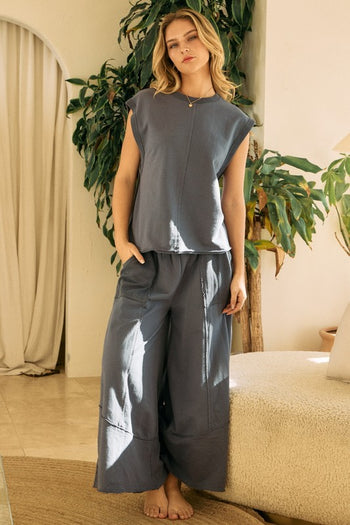 Oddi Solid Color Muscle Top in Charcoal FINAL SALE