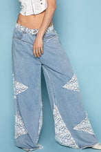 Load image into Gallery viewer, POL Vintage Washed Jeans with Crochet Patches in Denim
