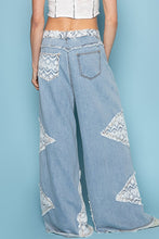 Load image into Gallery viewer, POL Vintage Washed Jeans with Crochet Patches in Denim
