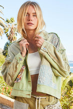 Load image into Gallery viewer, POL CROPPED Patchwork Jacket in Matcha
