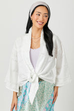 Load image into Gallery viewer, Mystree Open Front Tie Closure Textured Top in Off White
