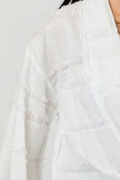 Mystree Open Front Tie Closure Textured Top in Off White