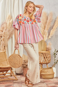 Savanna Jane Multi-Color Striped Pattern Top Shirts & Tops Savanna Jane   