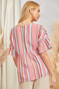 Savanna Jane Multi-Color Striped Pattern Top Shirts & Tops Savanna Jane   