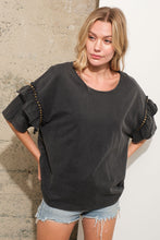 Load image into Gallery viewer, Blue B Loose Dolman Top with Stud Details in Black
