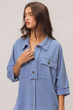 Load image into Gallery viewer, BiBi Waved Ribbed Top in Denim Shirts &amp; Tops BiBi   
