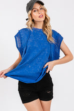 Load image into Gallery viewer, Sewn+Seen Mineral Washed Lace Trim Top in Royal
