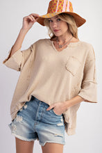 Load image into Gallery viewer, Easel Ribbed Thermal Knit Top in Khaki Shirts &amp; Tops Easel   
