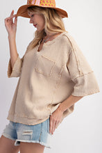 Load image into Gallery viewer, Easel Ribbed Thermal Knit Top in Khaki Shirts &amp; Tops Easel   
