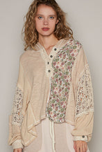 Load image into Gallery viewer, POL Oversized Mixed Print Hooded Top in Beige Shirts &amp; Tops POL Clothing   
