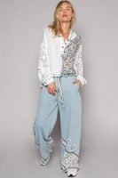 POL Oversized Mixed Print Hooded Top in Ivory Shirts & Tops POL Clothing   