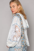 POL Oversized Mixed Print Hooded Top in Ivory Shirts & Tops POL Clothing   