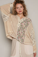 Load image into Gallery viewer, POL Oversized Mixed Print Hooded Top in Beige Shirts &amp; Tops POL Clothing   
