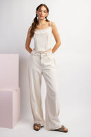 ee:some Stone Washed Distressed Straight Leg Pants in Oatmeal