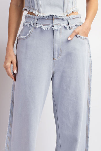 ee:some Stone Washed Distressed Straight Leg Pants in Denim