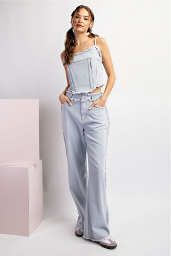 ee:some Stone Washed Distressed Straight Leg Pants in Denim