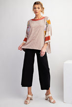 Load image into Gallery viewer, Easel Pin Stripe Top with Mixed Print Design in Cinnamon Shirts &amp; Tops Easel   
