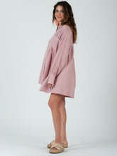 Load image into Gallery viewer, Lucca Couture KIARA Button Down Mini Dress in Satinwood Dress Lucca Couture   
