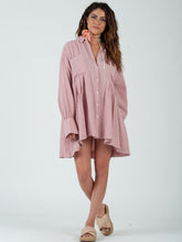 Load image into Gallery viewer, Lucca Couture KIARA Button Down Mini Dress in Satinwood Dress Lucca Couture   
