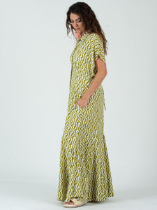 Lucca Couture GINGER Maxi Dress in Cyber Lime Dresses Lucca Couture   