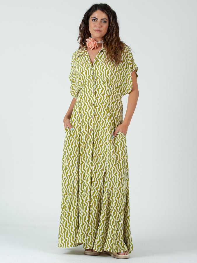 Lucca Couture GINGER Maxi Dress in Cyber Lime Dresses Lucca Couture   