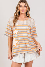 Load image into Gallery viewer, Sage+Fig Striped Top with Star Patch and Crochet Details in Multi Shirts &amp; Tops Sage+Fig   
