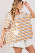 Load image into Gallery viewer, Sage+Fig Striped Top with Star Patch and Crochet Details in Multi Shirts &amp; Tops Sage+Fig   
