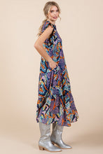 Load image into Gallery viewer, Jodifl Mixed Print Chiffon Midi Dress in Navy Mix
