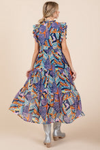 Load image into Gallery viewer, Jodifl Mixed Print Chiffon Midi Dress in Navy Mix
