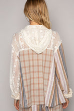 Load image into Gallery viewer, POL Mixed Material Hooded Top in Natural Multi ( TOP ONLY) Shirts &amp; Tops POL   
