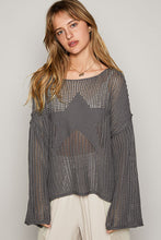 Load image into Gallery viewer, POL Open Knit Star Sweater in Charcoal Sweaters POL   
