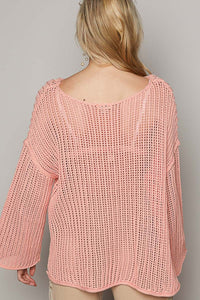 POL Open Knit Star Sweater in Peach Sweaters POL   
