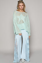 Load image into Gallery viewer, POL Open Knit Star Sweater in Light Mint Sweaters POL   
