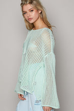 Load image into Gallery viewer, POL Open Knit Star Sweater in Light Mint Sweaters POL   
